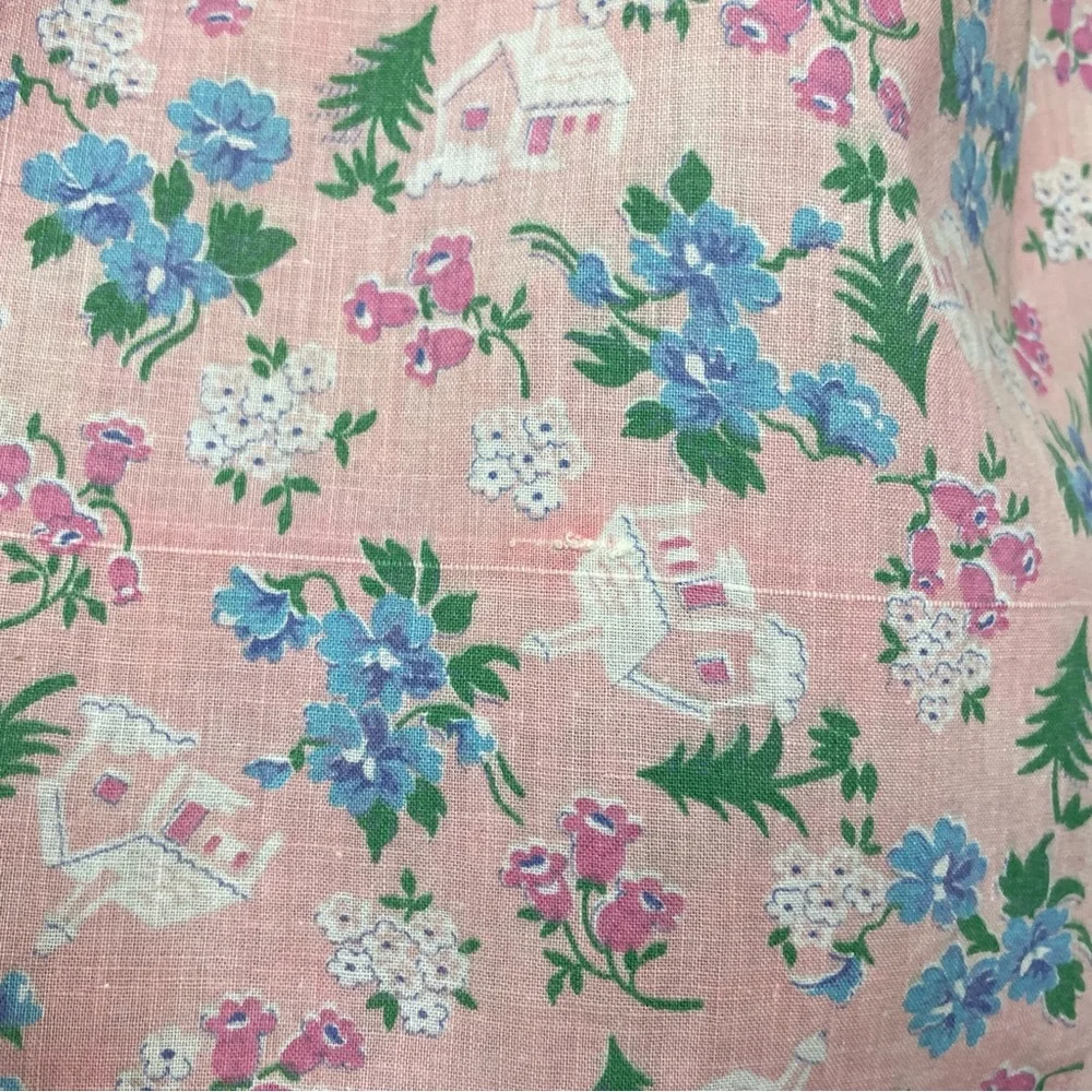 Vintage Half Apron Hostess Wedding Chapel Church Floral Pattern Sheer White Pink
